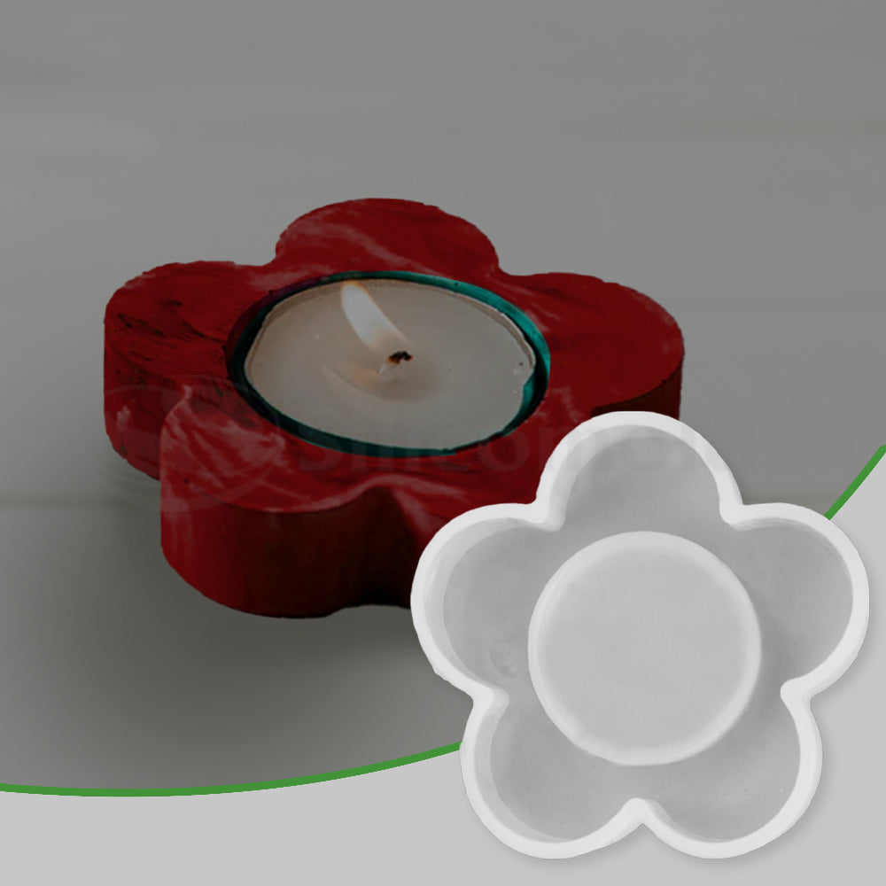 SILICOMOLDS - 3" FLOWER SHAPE TEALIGHT CANDLE HOLDER MOLD - URP161- RM